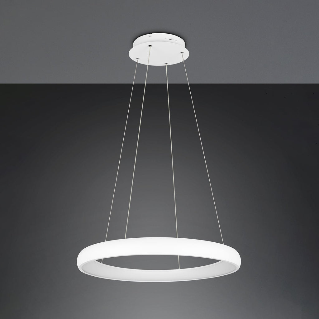 LED pendellampe Cardona ring hvit dimbar CCT Ø75 cm Trio Lighting montert