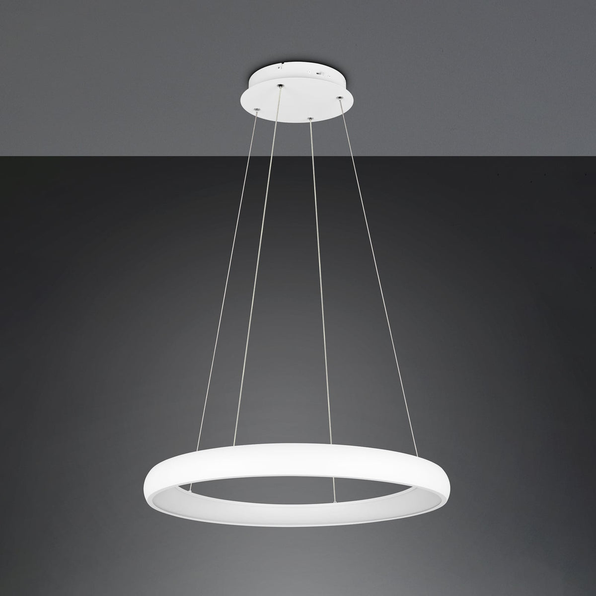 LED pendellampe Cardona ring hvit dimbar CCT Ø75 cm Trio Lighting montert
