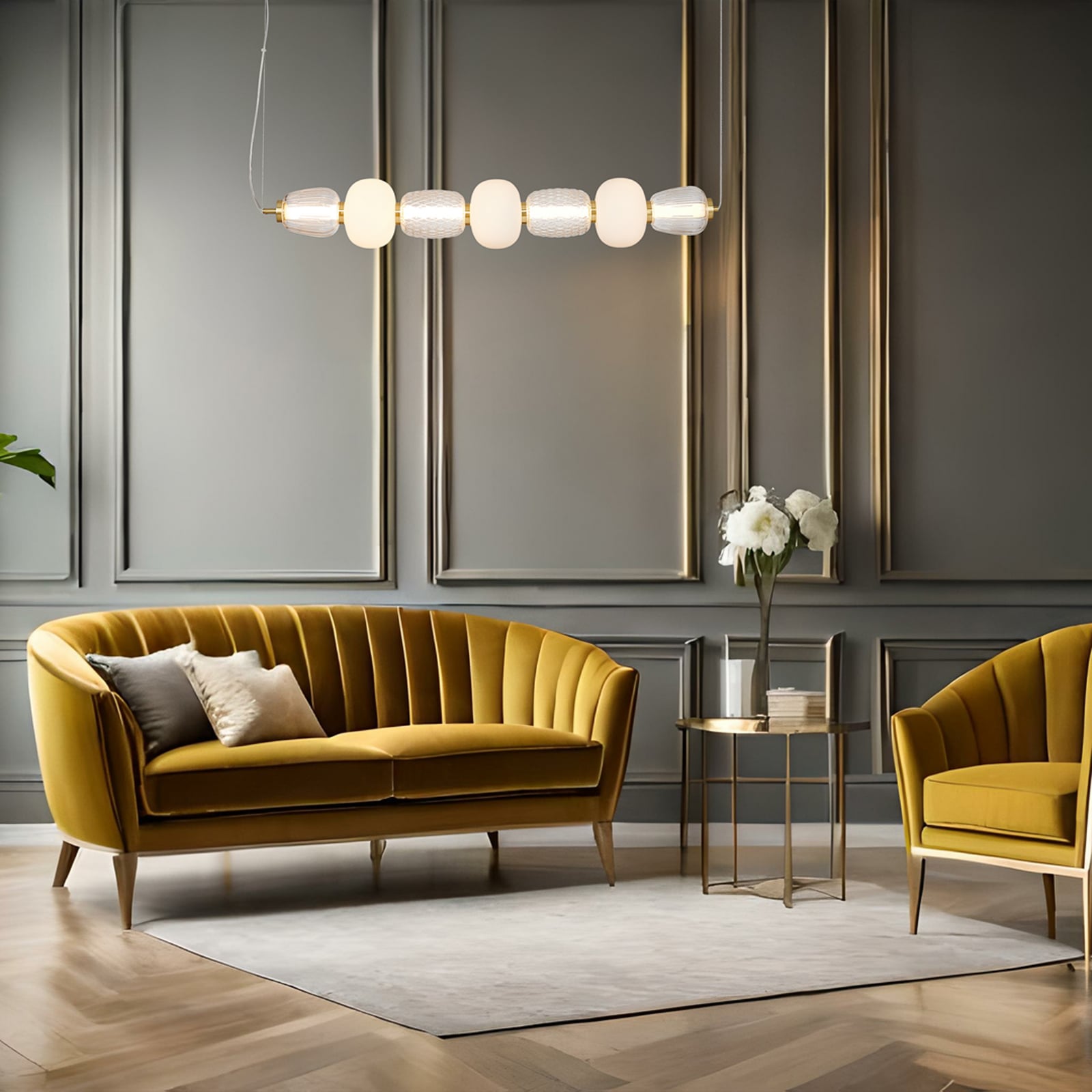 Detaljbilde av LED pendellampe Caro glass transparent opal