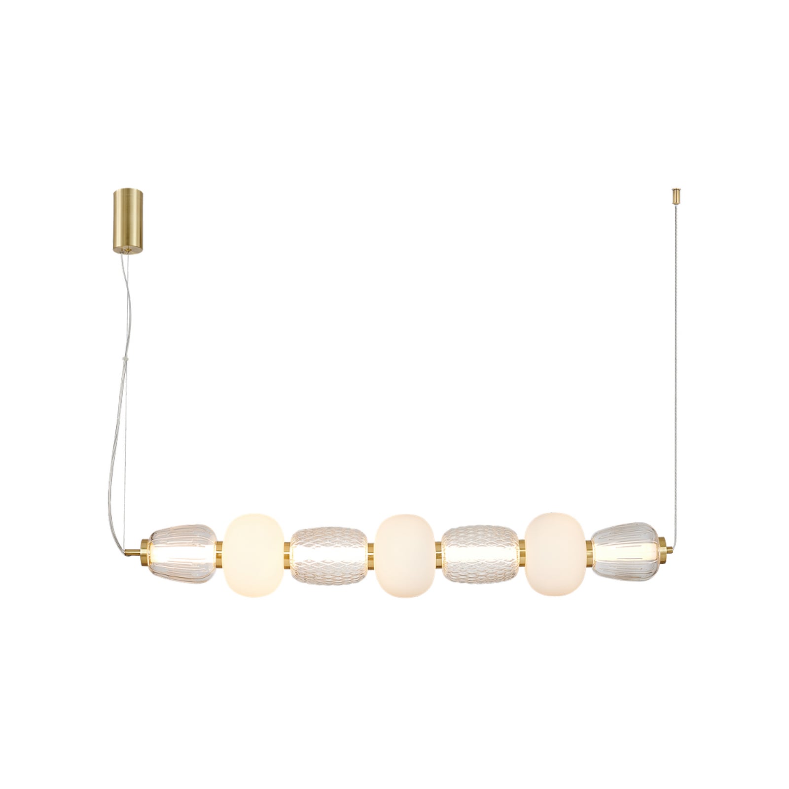 Montert LED pendellampe Caro glass transparent opal i stue