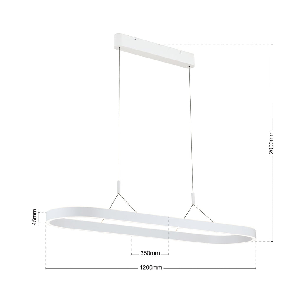 LED pendellampe Carrara hvit høydejusterbar CCT 120 cm 80W - ORION bakside