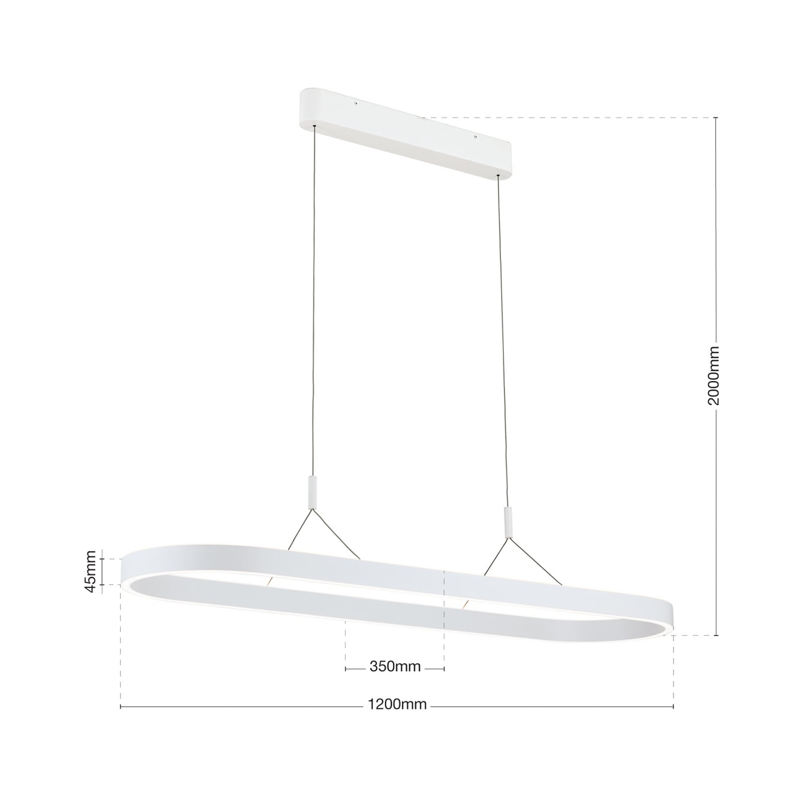 LED pendellampe Carrara hvit høydejusterbar CCT 120 cm 80W - ORION bakside