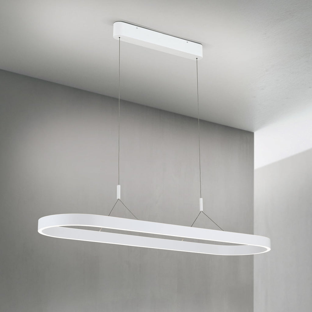 LED pendellampe Carrara hvit høydejusterbar CCT 120 cm 80W - ORION detalj av aluminium og silikon