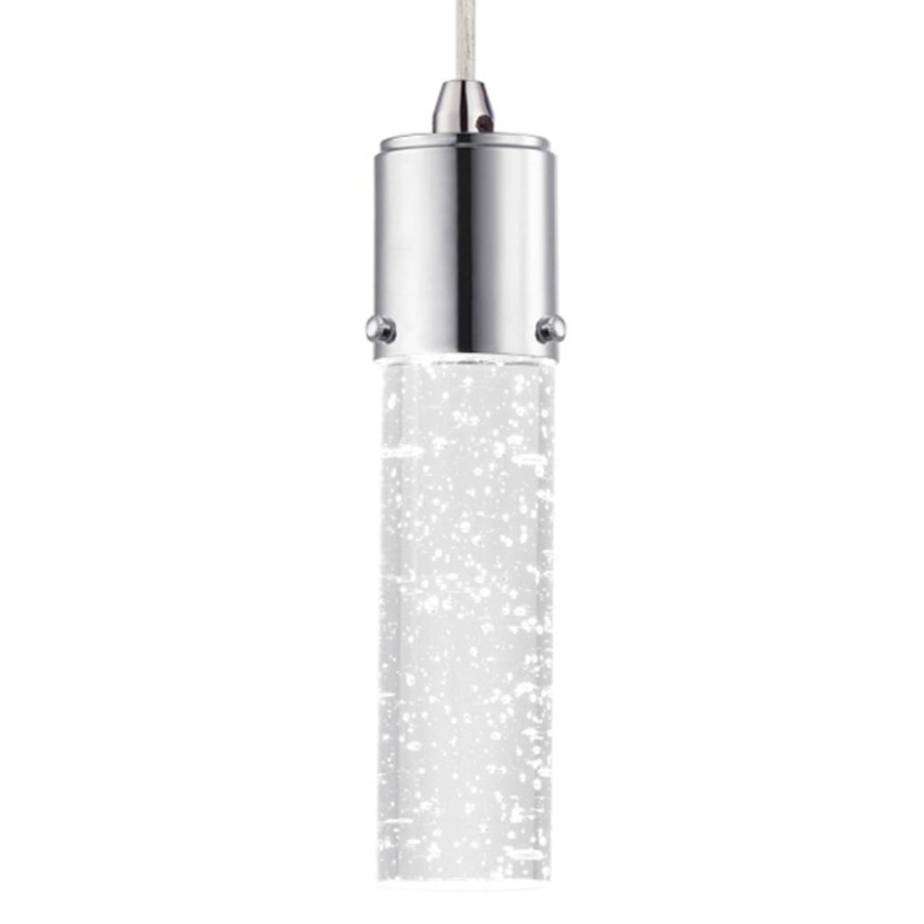 LED pendellampe Cava bubbleglass krom forfra