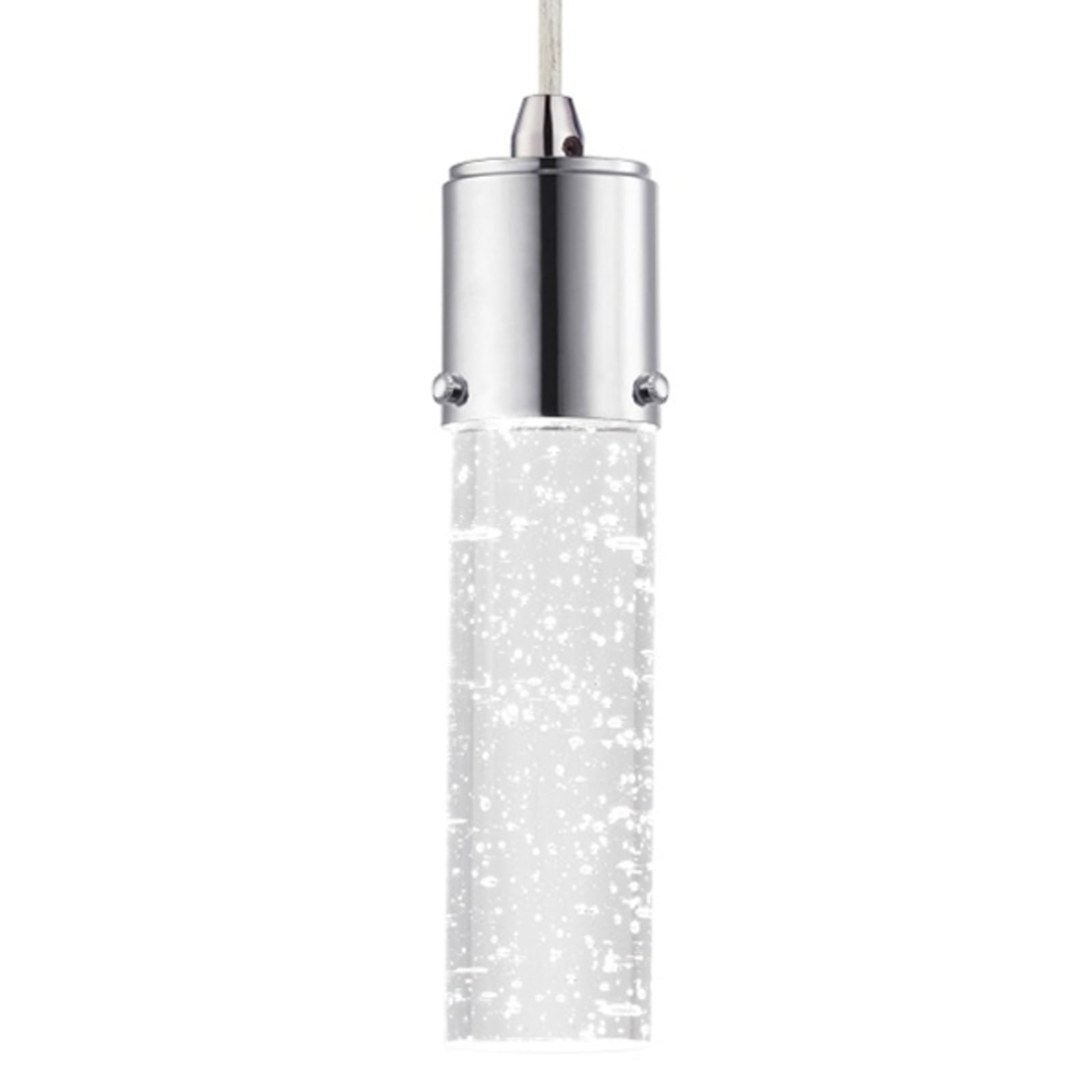 LED pendellampe Cava bubbleglass krom forfra