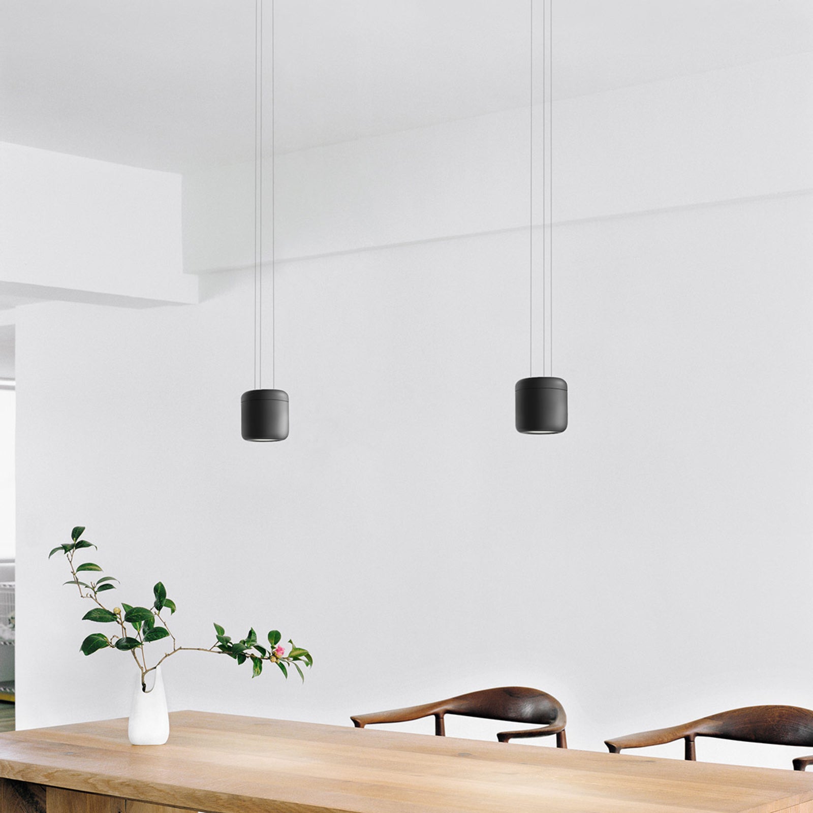 LED pendellampe Cavity Suspension S dimbar svart Ø10 cm montert