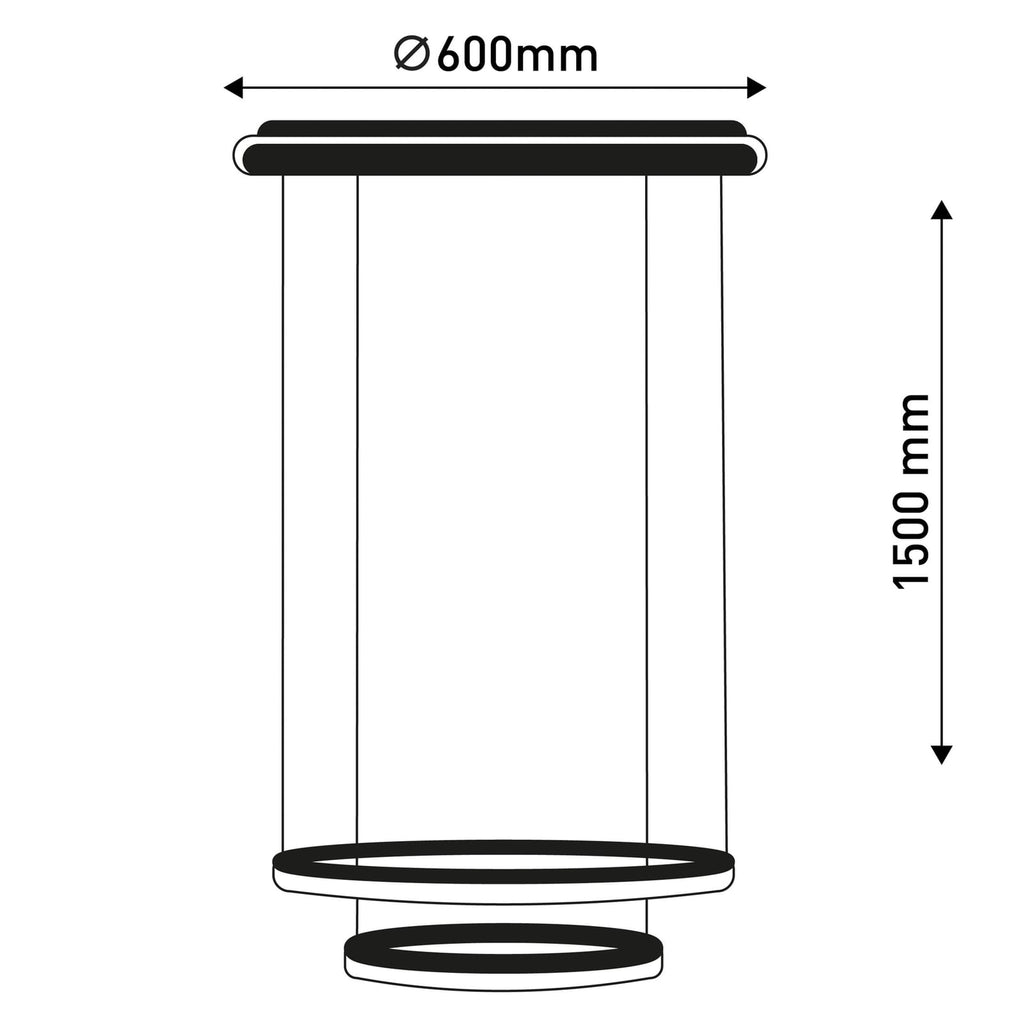 Montert LED pendellampe CCT to ringer Ø60 cm med fjernkontroll i rom