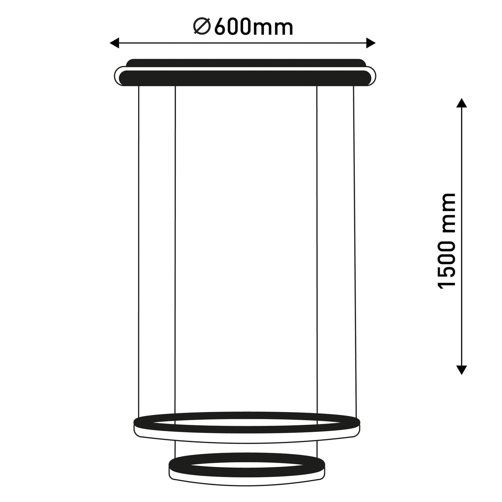Montert LED pendellampe CCT to ringer Ø60 cm med fjernkontroll i rom