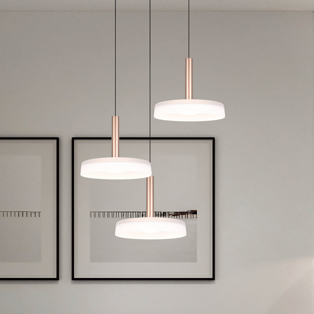 LED pendellampe Celeste 3-lys glass hvit/brun forfra