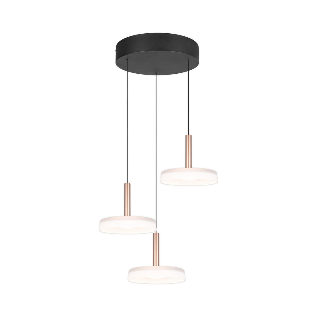 LED pendellampe Celeste 3-lys glass hvit/brun montert i rom