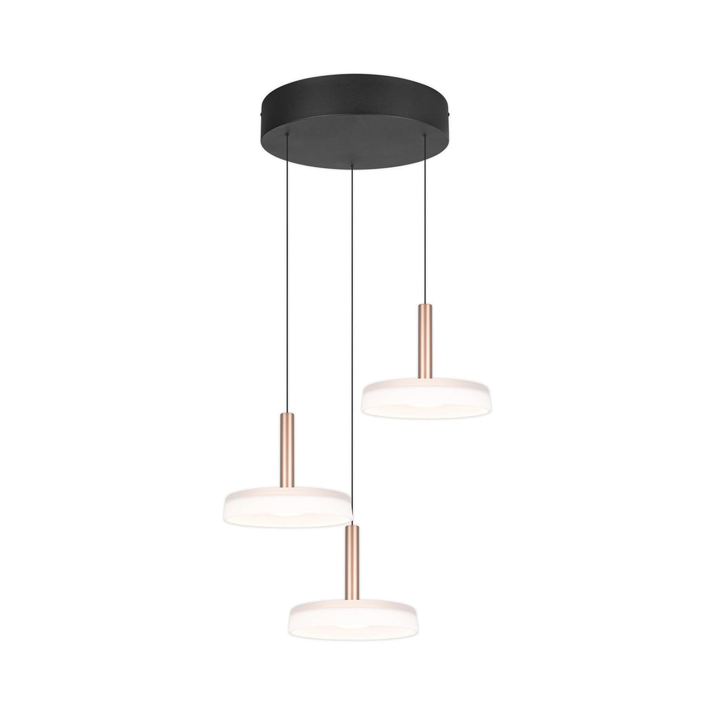 LED pendellampe Celeste 3-lys glass hvit/brun montert i rom