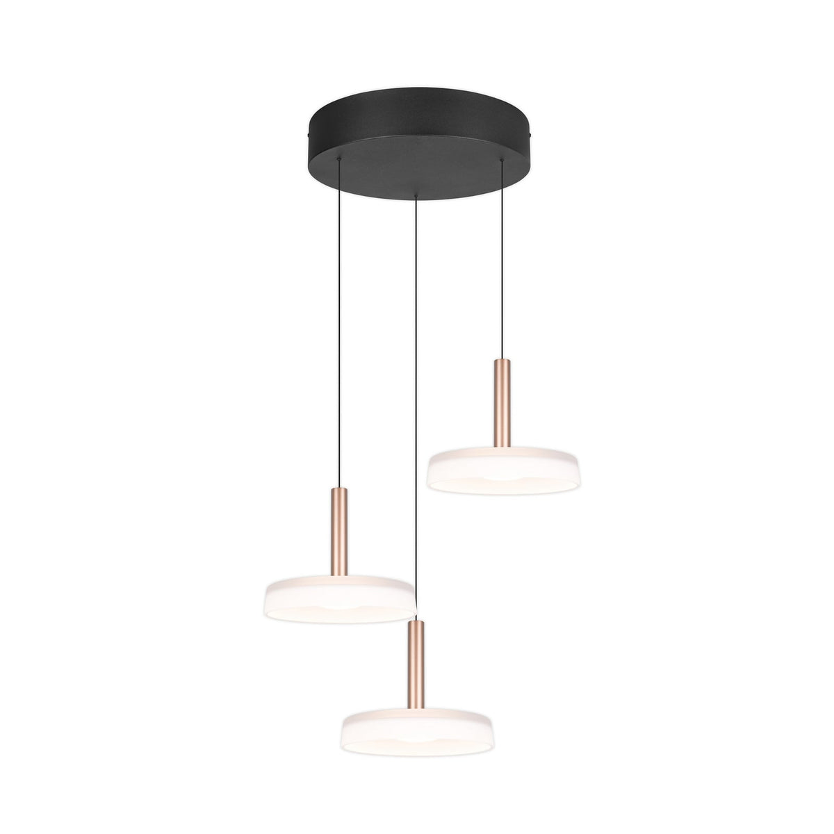 LED pendellampe Celeste 3-lys glass hvit/brun montert i rom