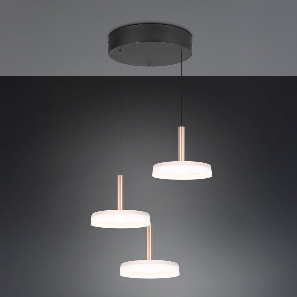 Nærbilde av LED pendellampe Celeste 3-lys glass hvit/brun
