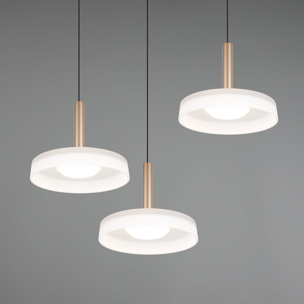 LED pendellampe Celeste 3-lys glass hvit/brun justerbar høyde