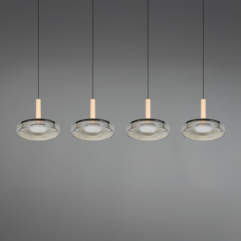 LED pendellampe Celeste 4-lys glass/tre dimmer bryter