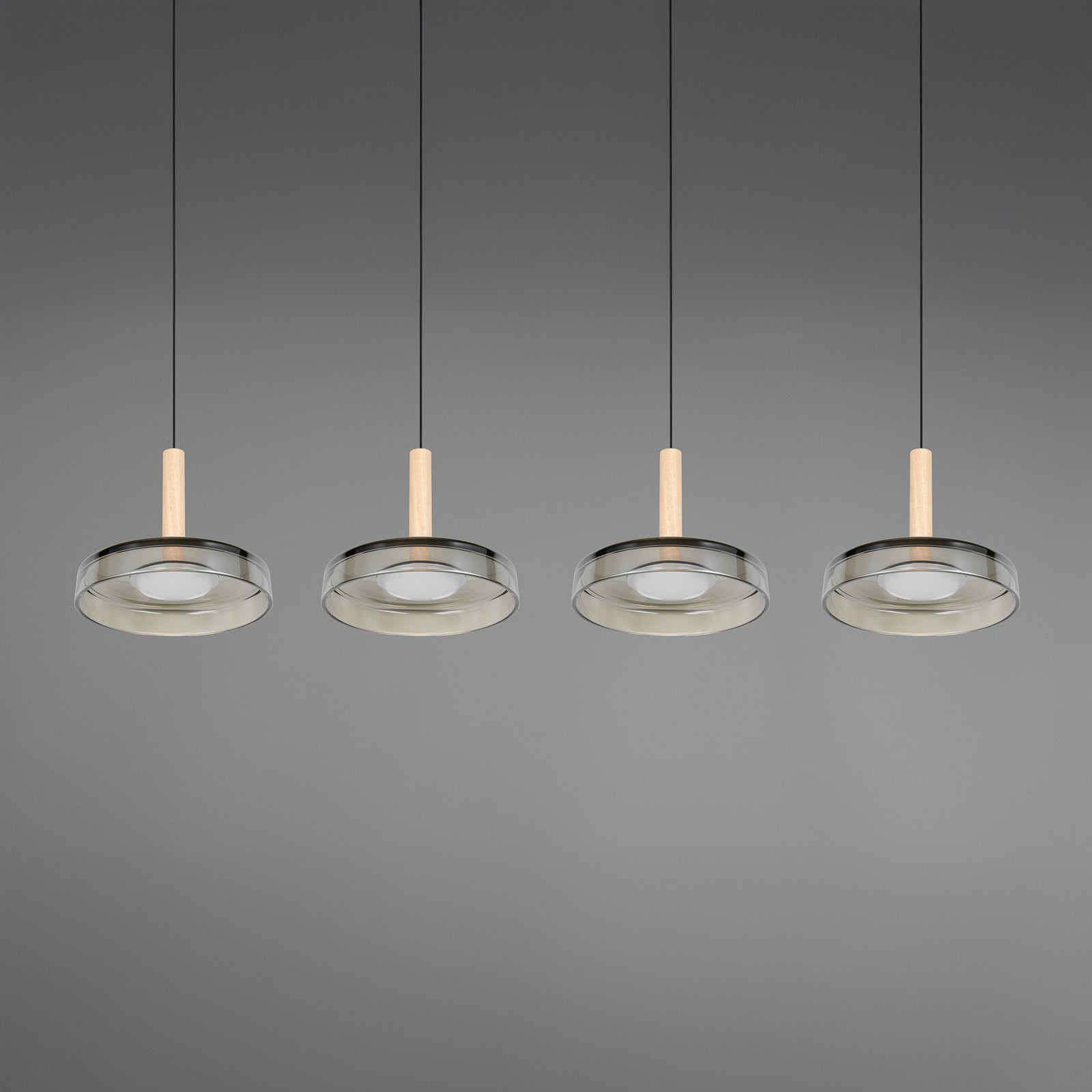 LED pendellampe Celeste 4-lys glass/tre dimmer bryter