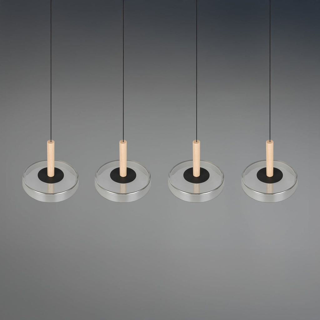 LED pendellampe Celeste 4-lys glass/tre høydejustering