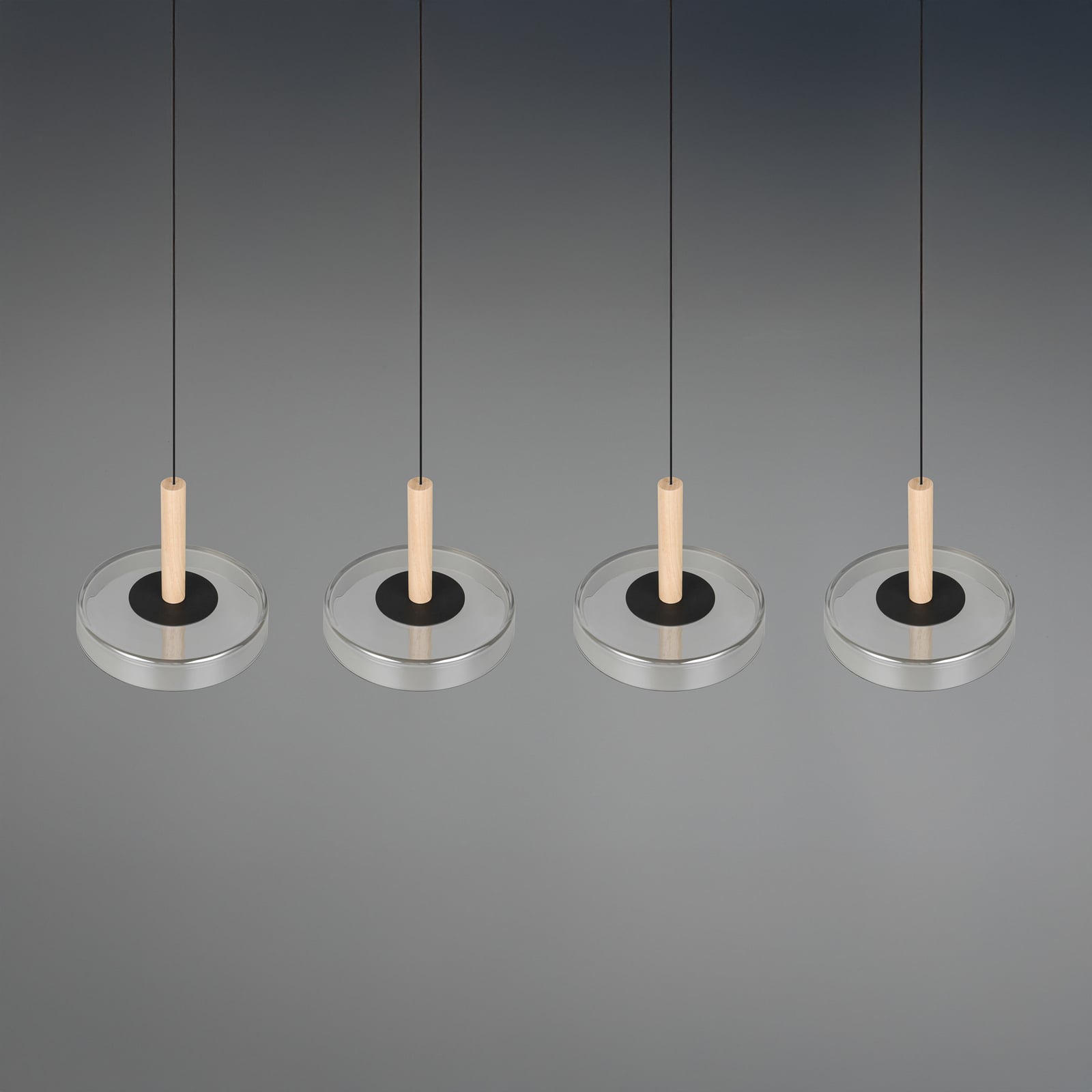 LED pendellampe Celeste 4-lys glass/tre høydejustering
