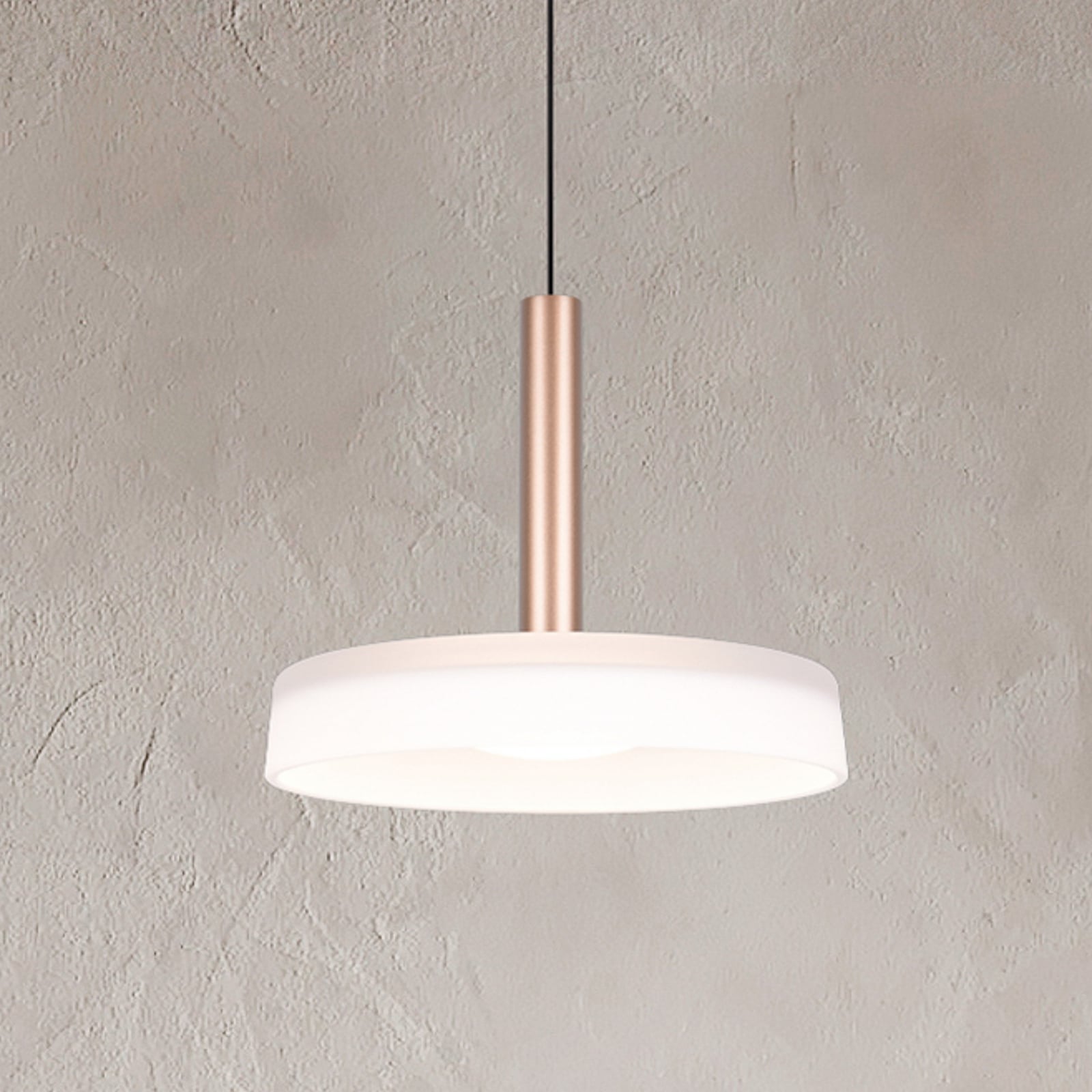 LED pendellampe Celeste glass hvit/brun Ø22 cm dimbar forfra