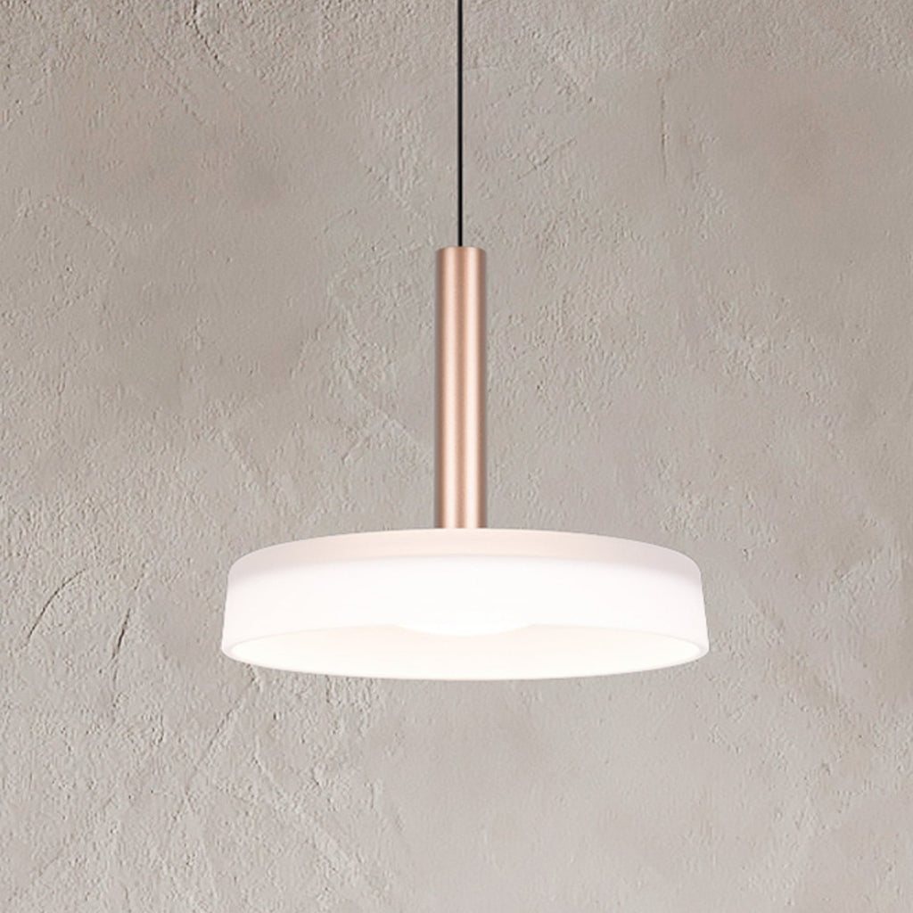 LED pendellampe Celeste glass hvit/brun Ø22 cm dimbar forfra