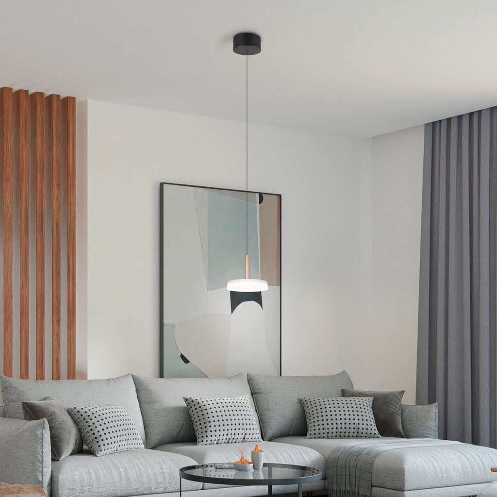 LED pendellampe Celeste glass hvit/brun Ø22 cm dimbar bakside
