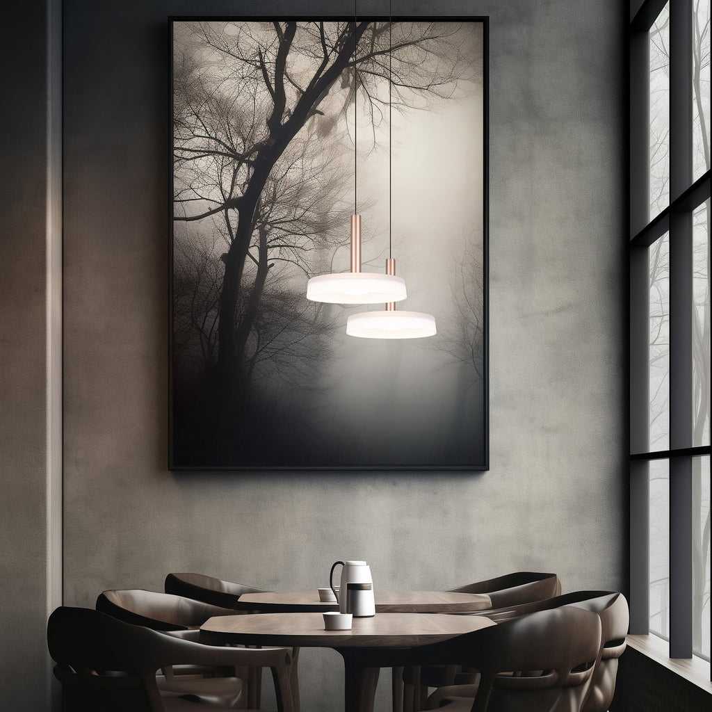 LED pendellampe Celeste glass hvit/brun Ø22 cm dimbar detalj