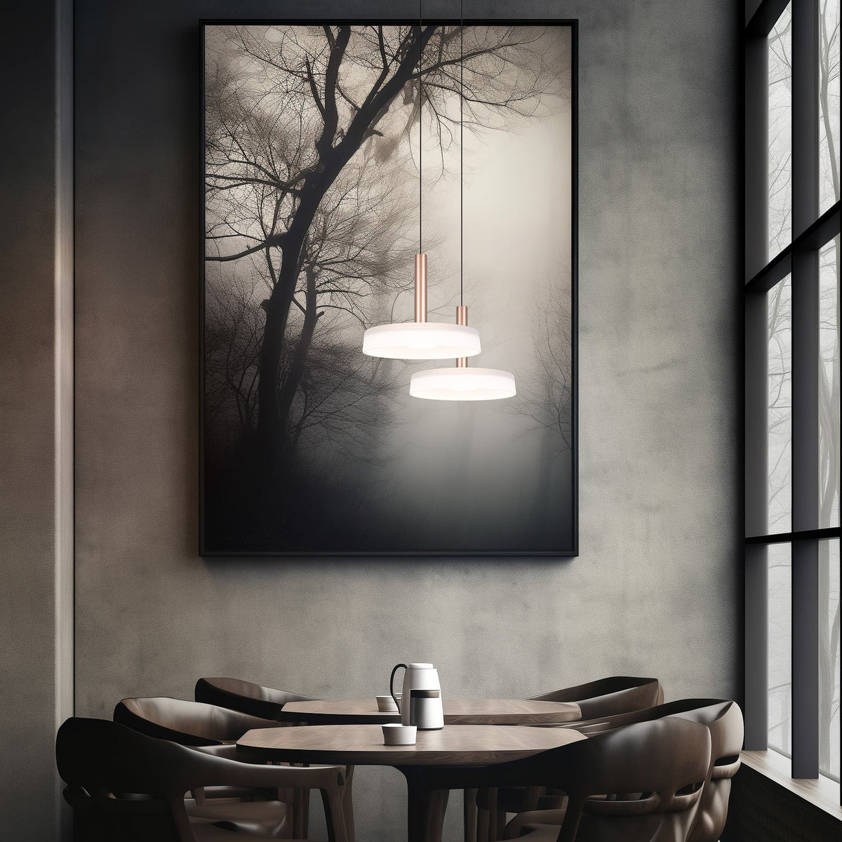 LED pendellampe Celeste glass hvit/brun Ø22 cm dimbar detalj
