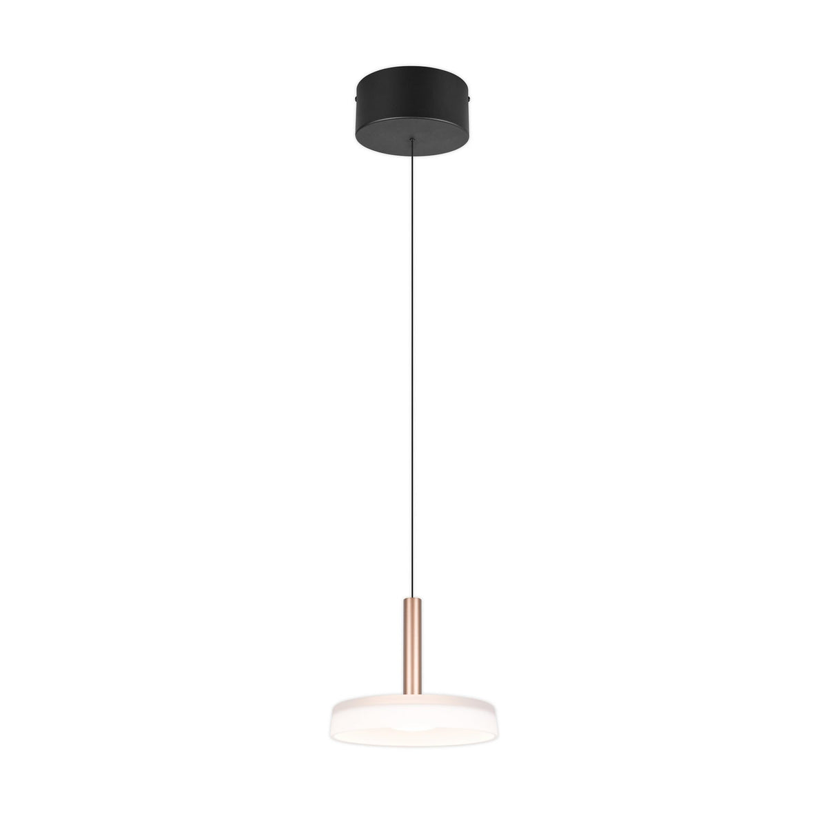 LED pendellampe Celeste glass hvit/brun Ø22 cm dimbar montert