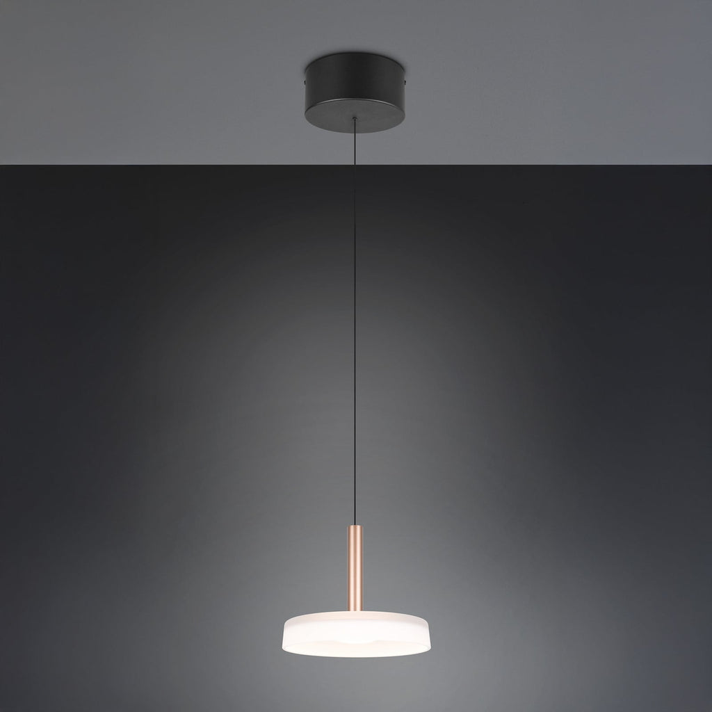 LED pendellampe Celeste glass hvit/brun Ø22 cm dimbar nærbilde