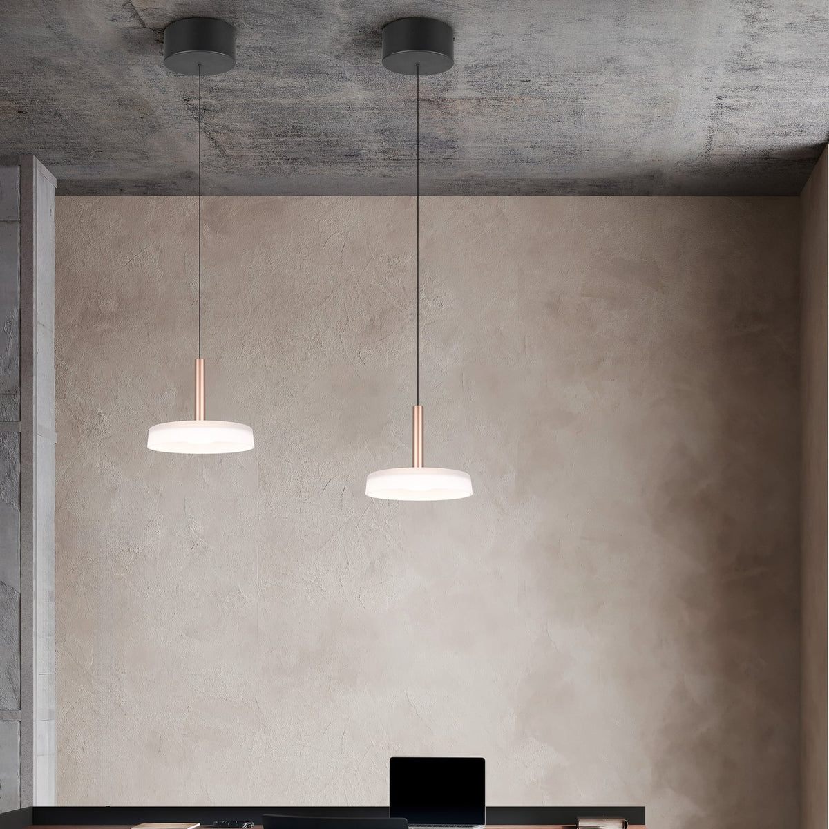 LED pendellampe Celeste glass hvit/brun Ø22 cm dimbar i rom