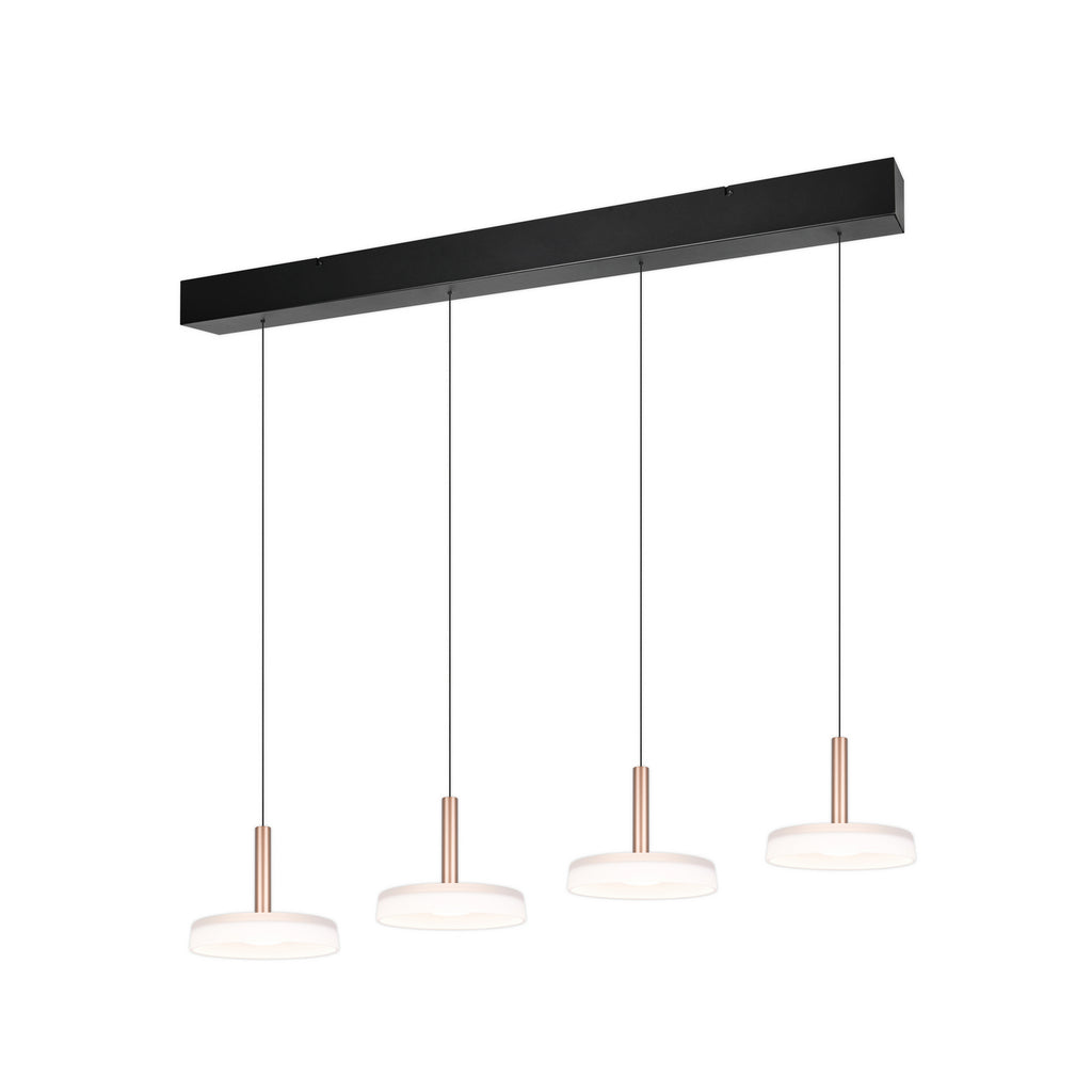 LED pendellampe Celeste hvit/brun glass 4-lys dimbar forfra