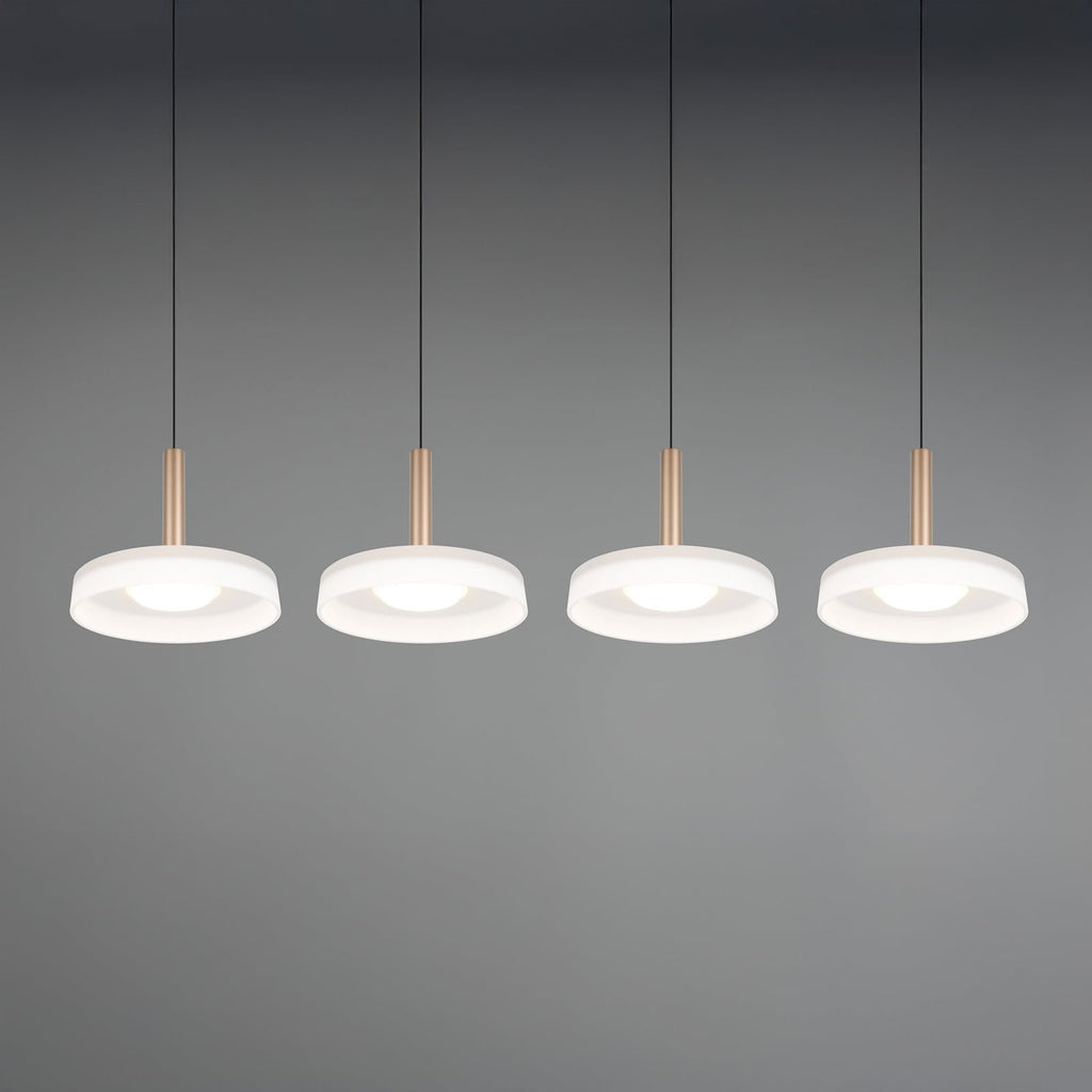 LED pendellampe Celeste hvit/brun glass 4-lys dimbar detalj av glass