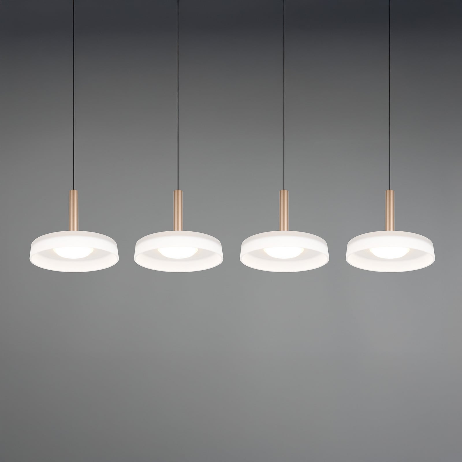 LED pendellampe Celeste hvit/brun glass 4-lys dimbar detalj av glass