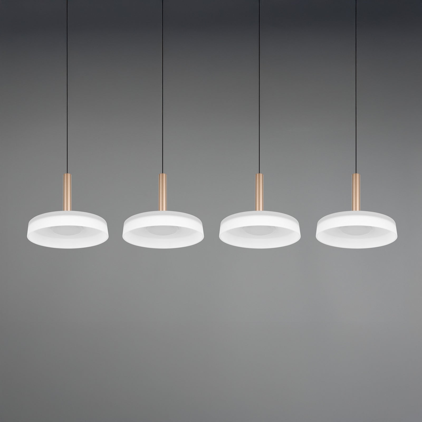 LED pendellampe Celeste hvit/brun glass 4-lys dimbar montert i rom