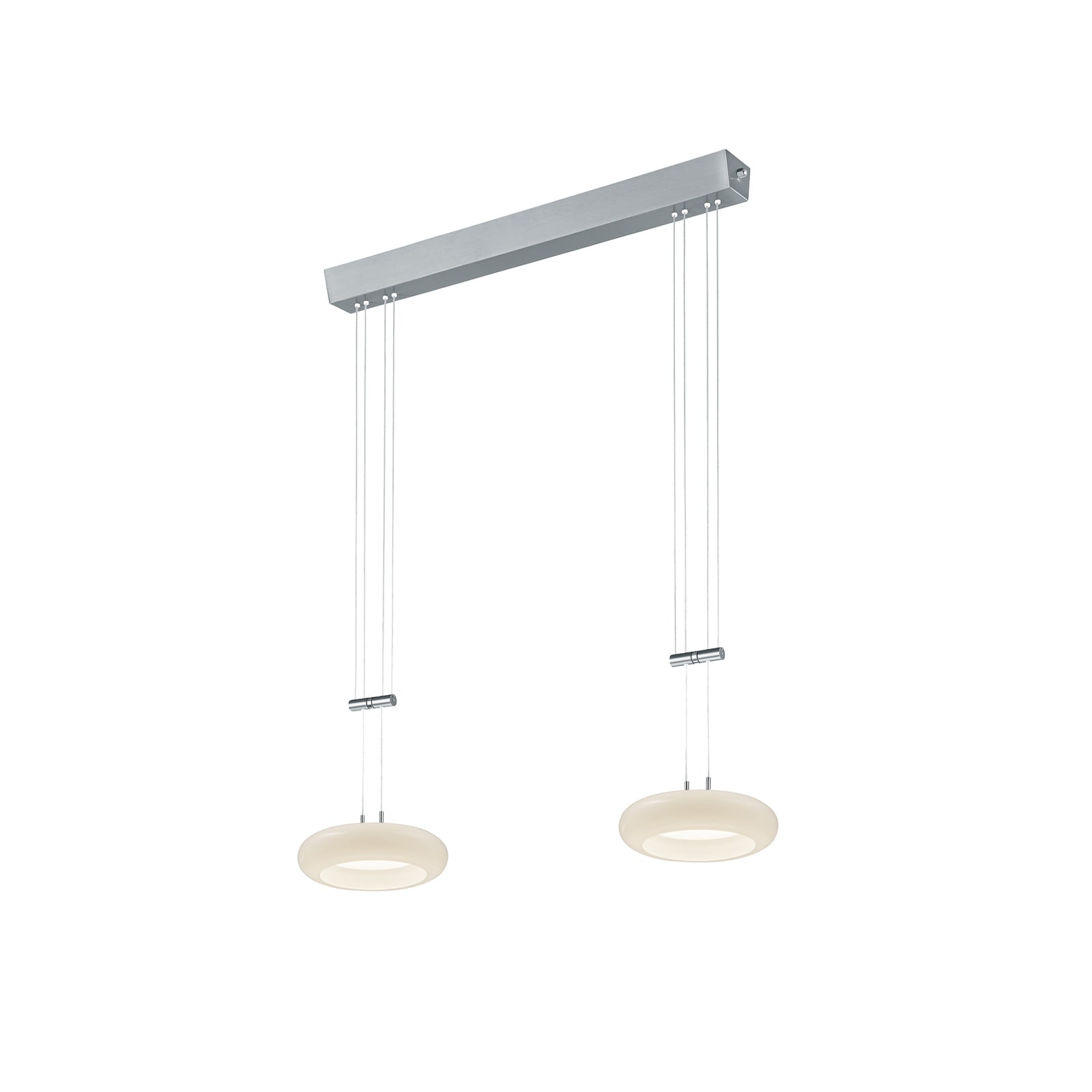 LED pendellampe Centa 2-lys nikkel glass dimbar forfra