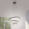 LED pendellampe Cerchi 3 ringer svart Ø60,5 cm forfra