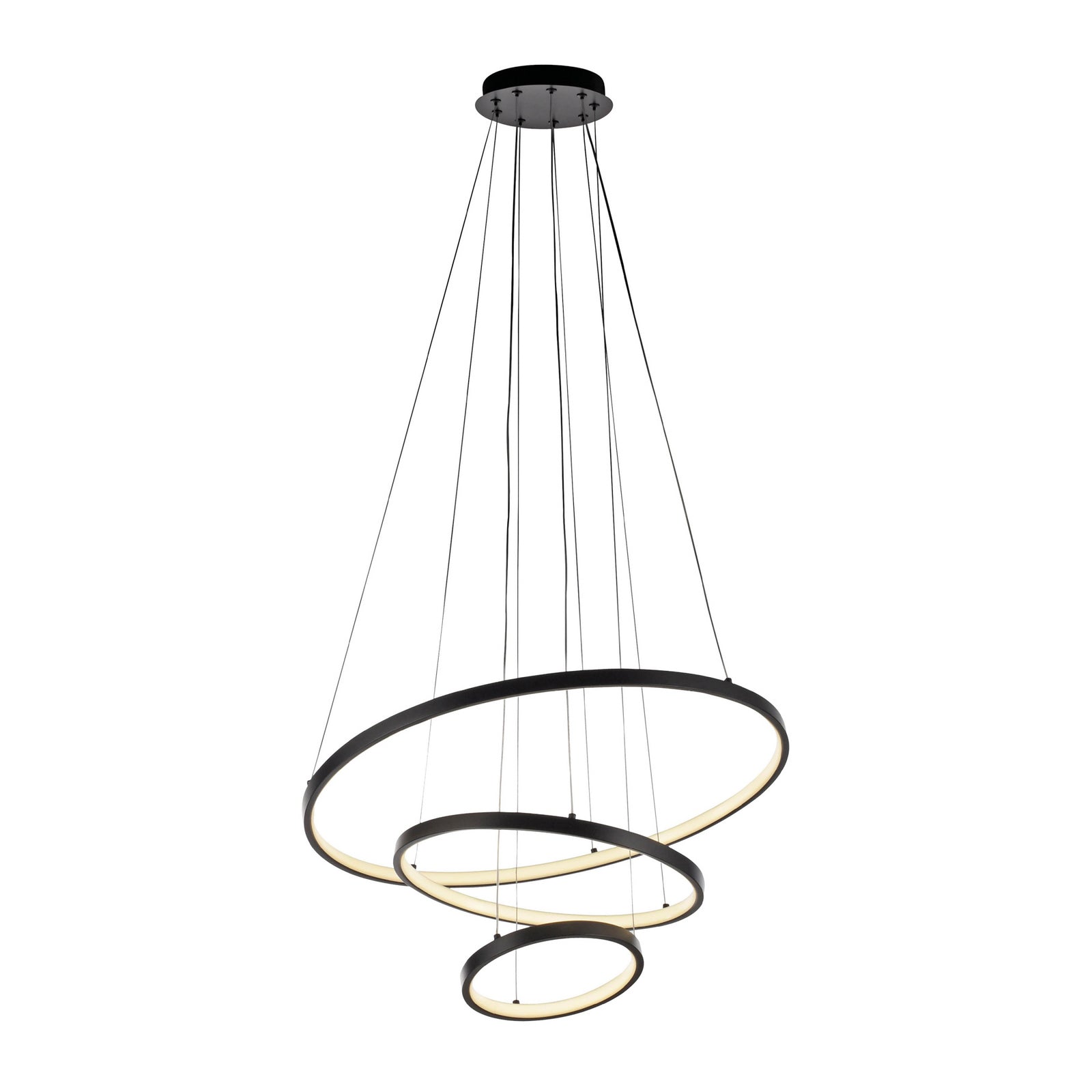 LED pendellampe Cerchi 3 ringer svart montert i rom