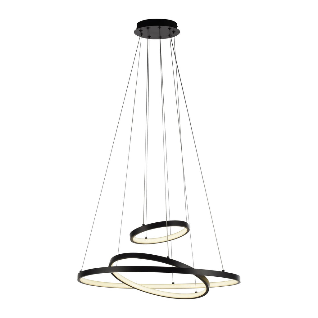 LED pendellampe Cerchi 3 ringer svart sett fra siden