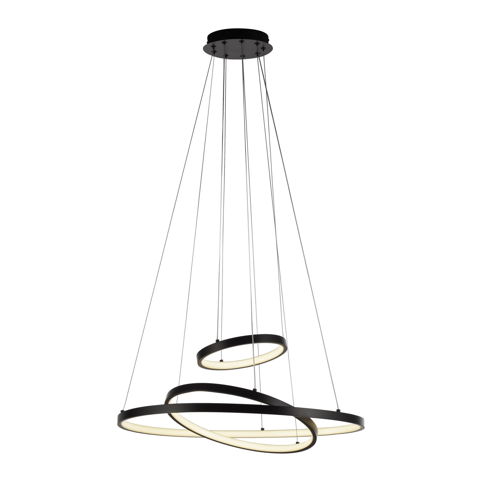LED pendellampe Cerchi 3 ringer svart sett fra siden
