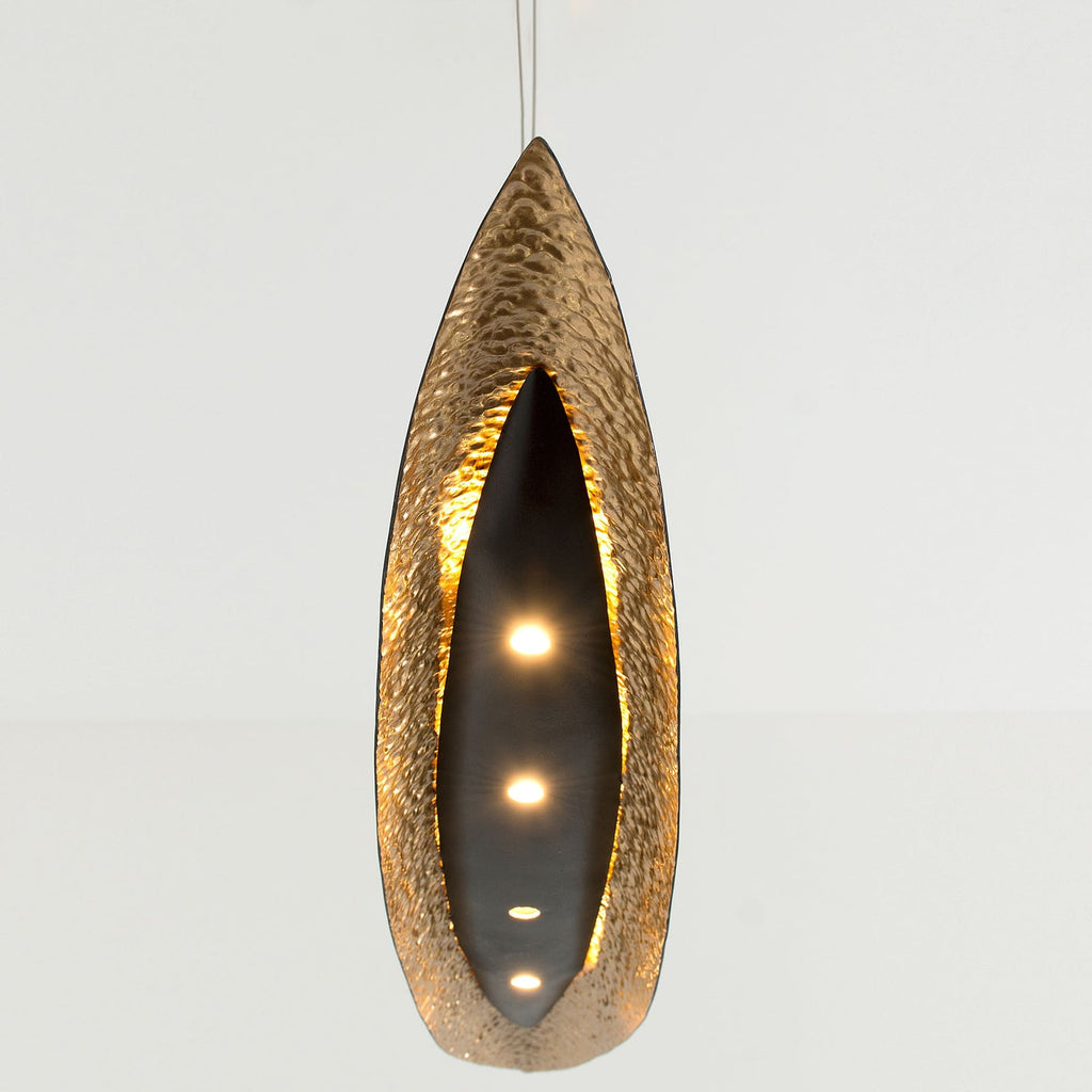 Montert LED pendellampe Chiasso svart-brun/gull jern dimbar 121 cm i rom