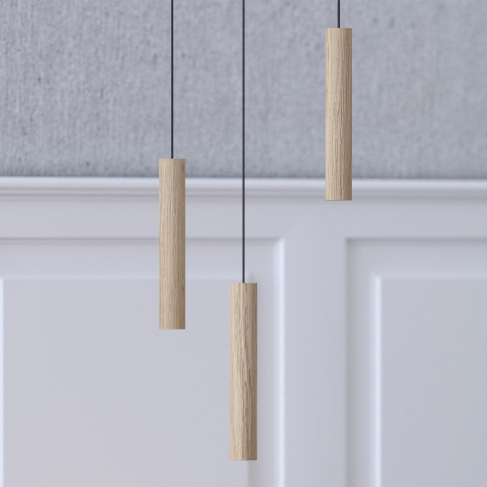 LED pendellampe Chimes Tall eik 2W varmhvit Ø3,4 cm bakside