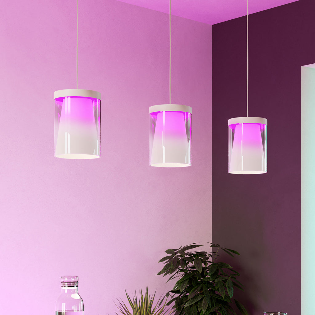 LED pendellampe Chiusello-Z 3-lys hvit glass bakside