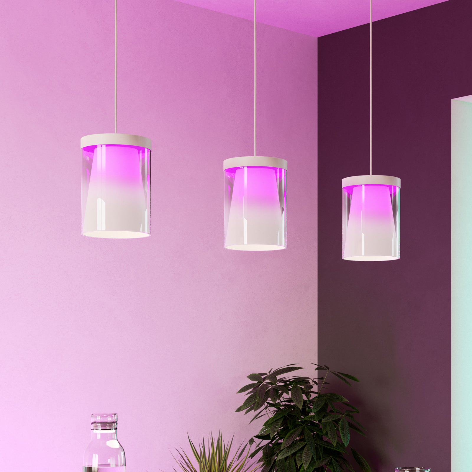 LED pendellampe Chiusello-Z 3-lys hvit glass bakside