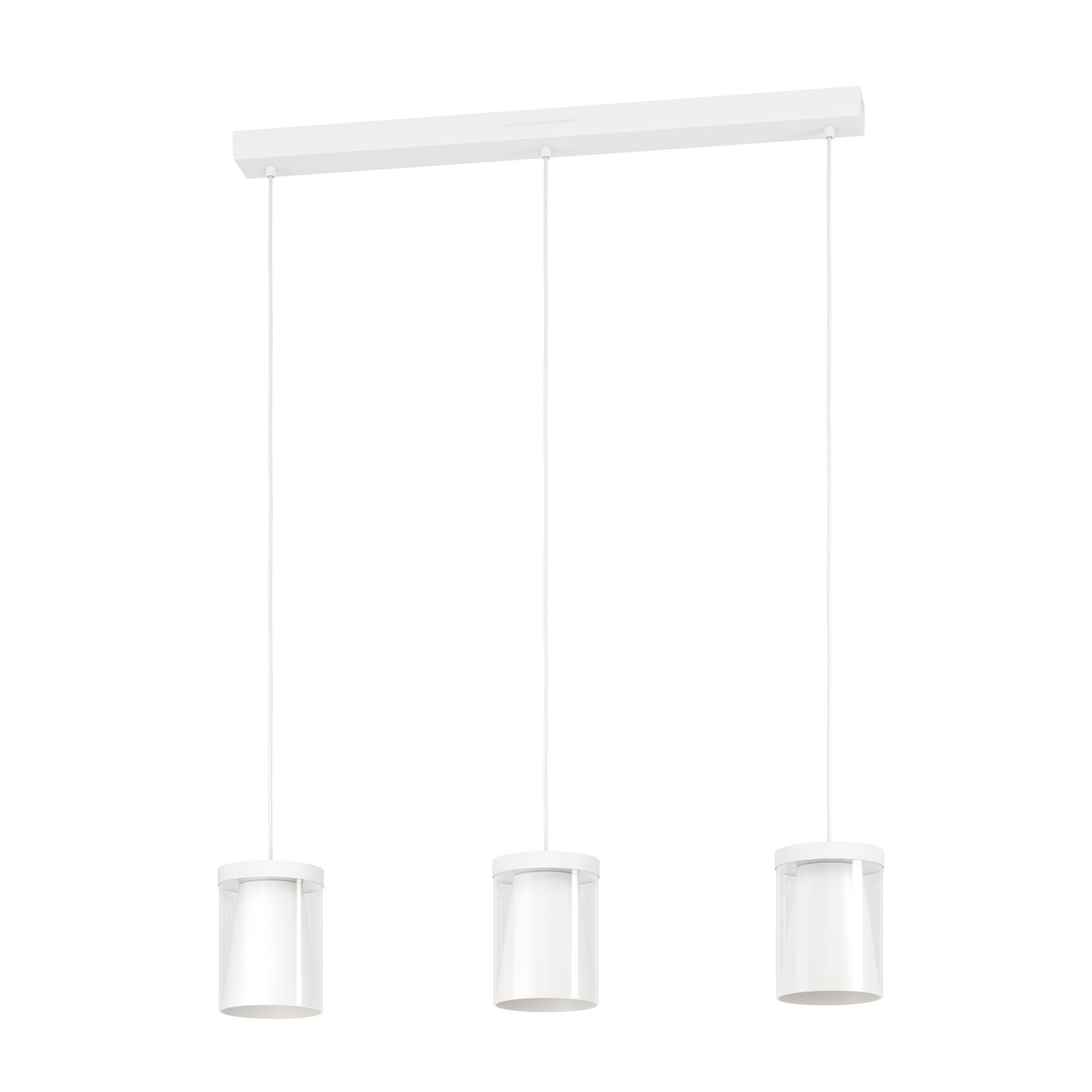 LED pendellampe Chiusello-Z 3-lys hvit glass montert