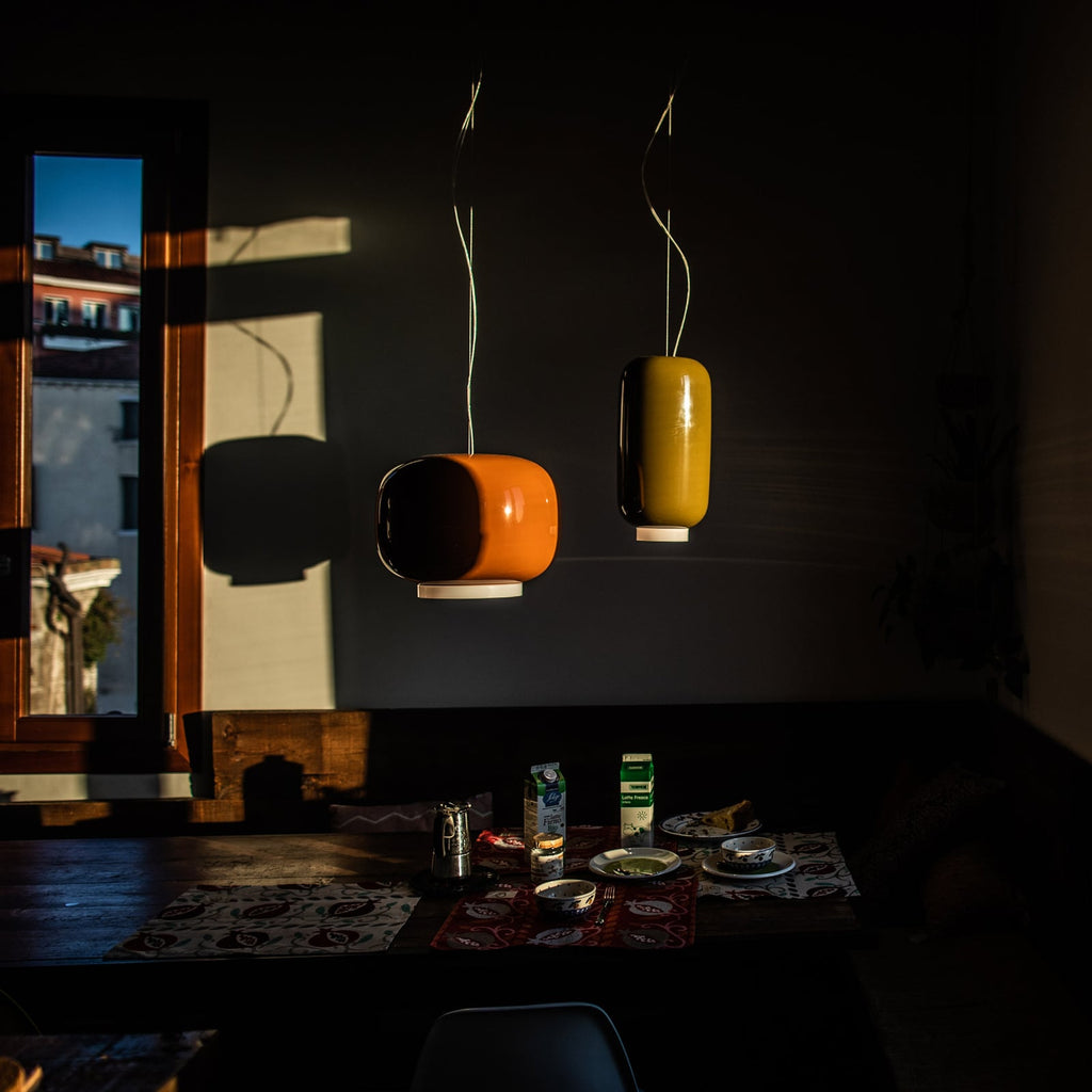 LED pendellampe Chouchin 2 grønn glass dimbar bakside
