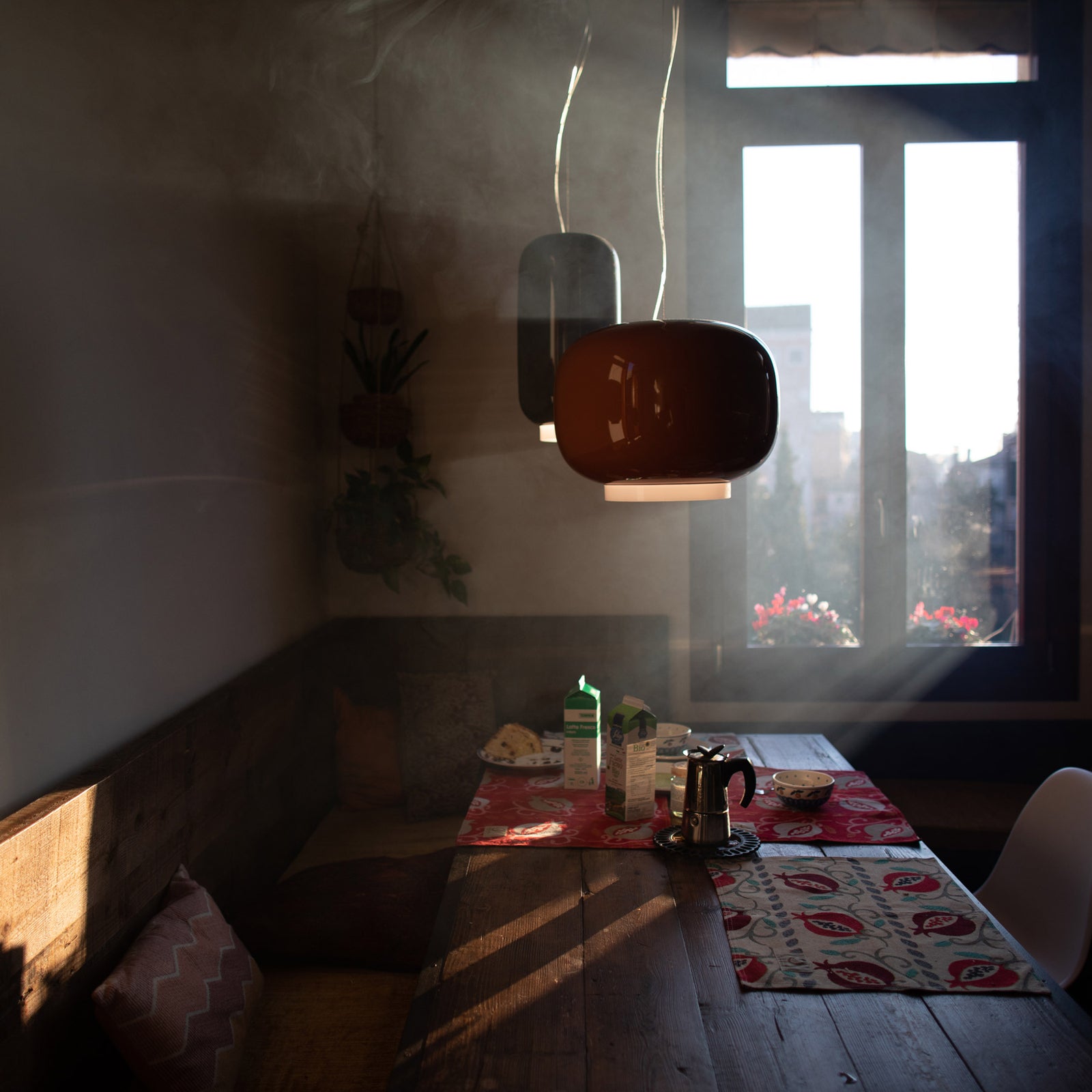 LED pendellampe Chouchin 2 grønn glass dimbar montert
