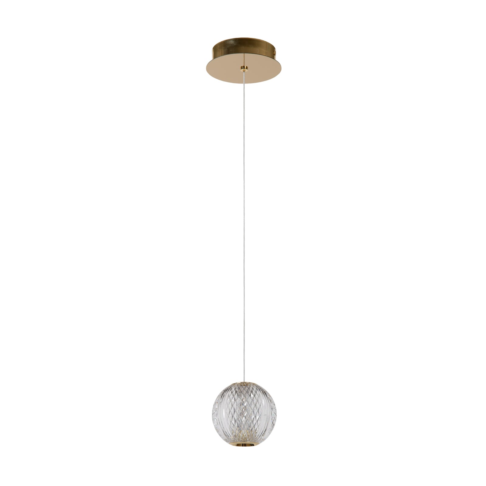 LED pendellampe Cintra akryl transparent/gull Ø11 cm detalj
