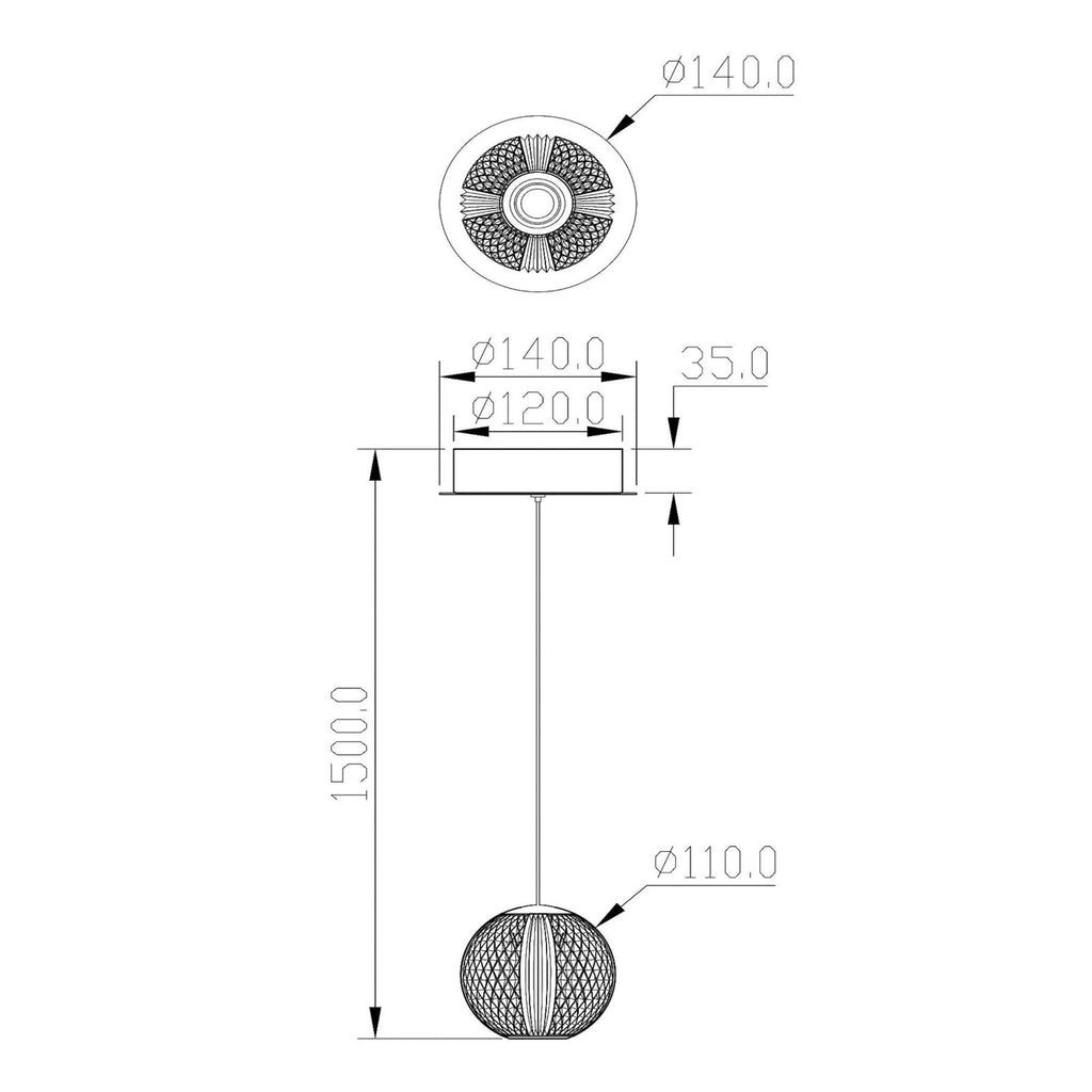 LED pendellampe Cintra akryl transparent/gull Ø11 cm montert