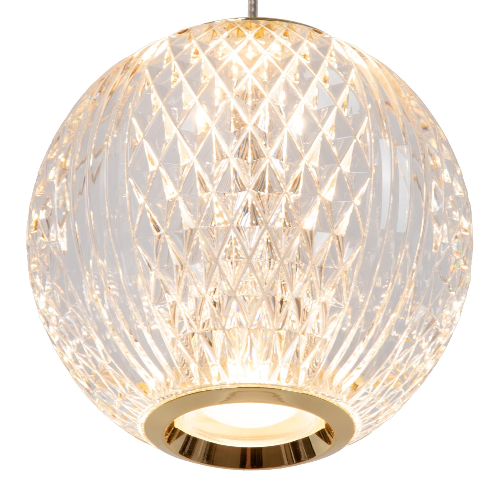 LED pendellampe Cintra akryl transparent/gull Ø11 cm nærbilde
