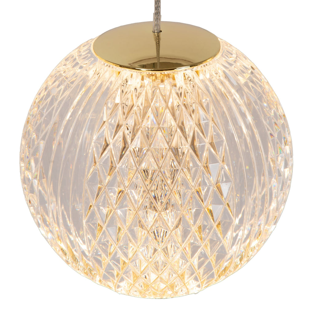 LED pendellampe Cintra akryl transparent/gull Ø11 cm side